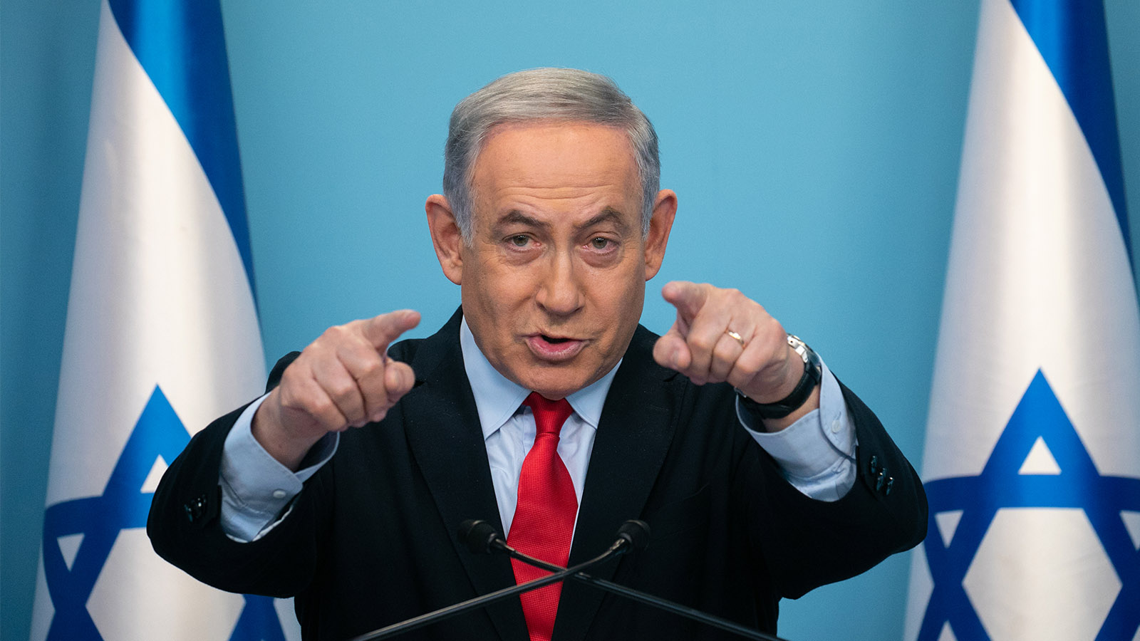 Israeli prime minister Benjamin Netanyahu holding a press conference at the Prime Ministers office in Jerusalem, Mar. 12, 2020. (Photograph: Olivier Fitoussi/Flash90)
