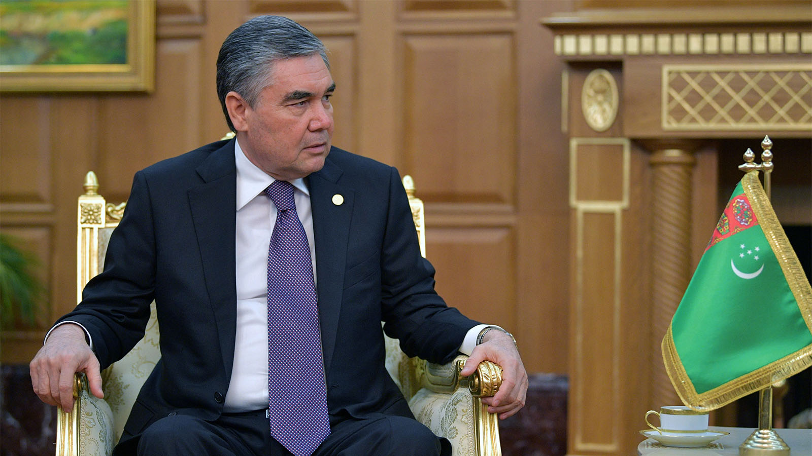 נשיא טורקמניסטן, גורבנגולי ברדימוחמדוב (Alexei Druzhinin, Sputnik, Kremlin Pool Photo via AP)