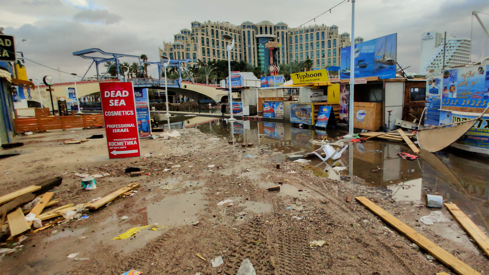 Eilat after the winter storm that wrecked havoc on its beaches, March 14, 2020 (Photograph: Flash 90)