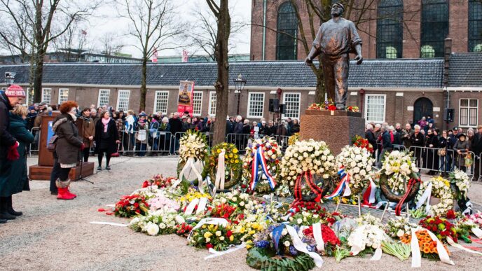 The commemoration of the Strike of February 1941 in the former Jewish quarter of Amsterdam, Netherlands, on 25 February 2017. (Photograph: Romy Arroyo Fernandez/NurPhoto via Getty Images)