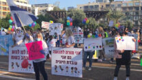 הפגנת פורום הגנים הפרטיים בכיכר רבין. 30 באפריל. (צילום: פורום הגנים הפרטיים)