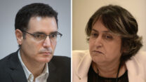 מזכ"לית הסתדרות המורים, יפה בן דוד ומנכ"ל משרד הבריאות, משה בר סימן טוב (צילום: הדס פרוש/ מרים אלטשר /פלאש90)