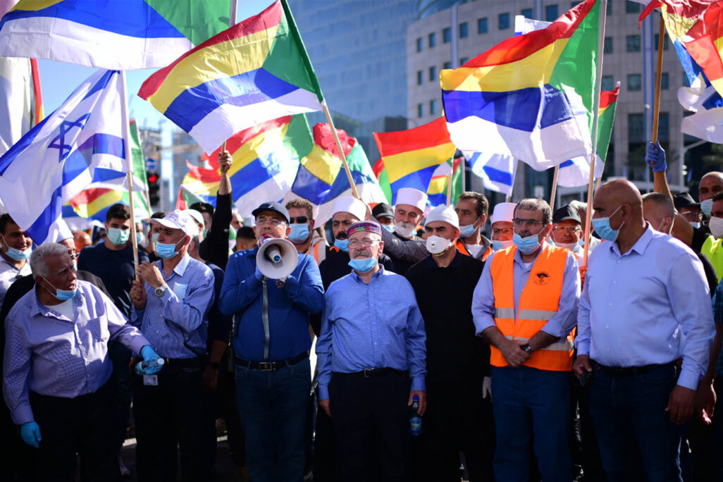 الطائفة الدرزية في مظاهرة في تل أبيب بتاريخ 10 مايو 2020. (تصوير: تومر نويبيرغ / فلاش 90 )