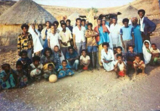 Yerge Ayasa in Sudan, with his extended family, a few month before they came to Israel (Private album)