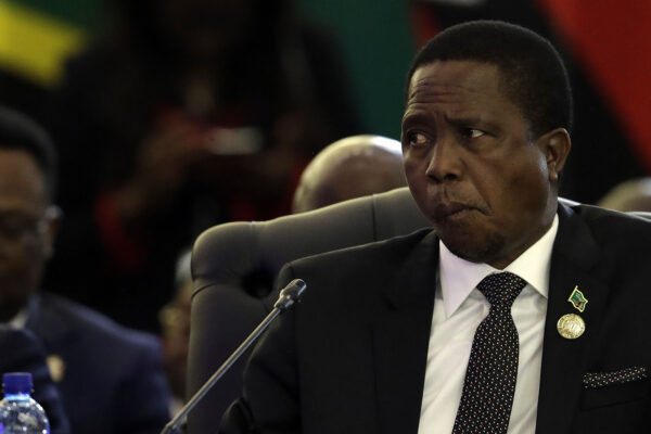 נשיא זמביה אדגר לונגו (AP Photo/Themba Hadebe)