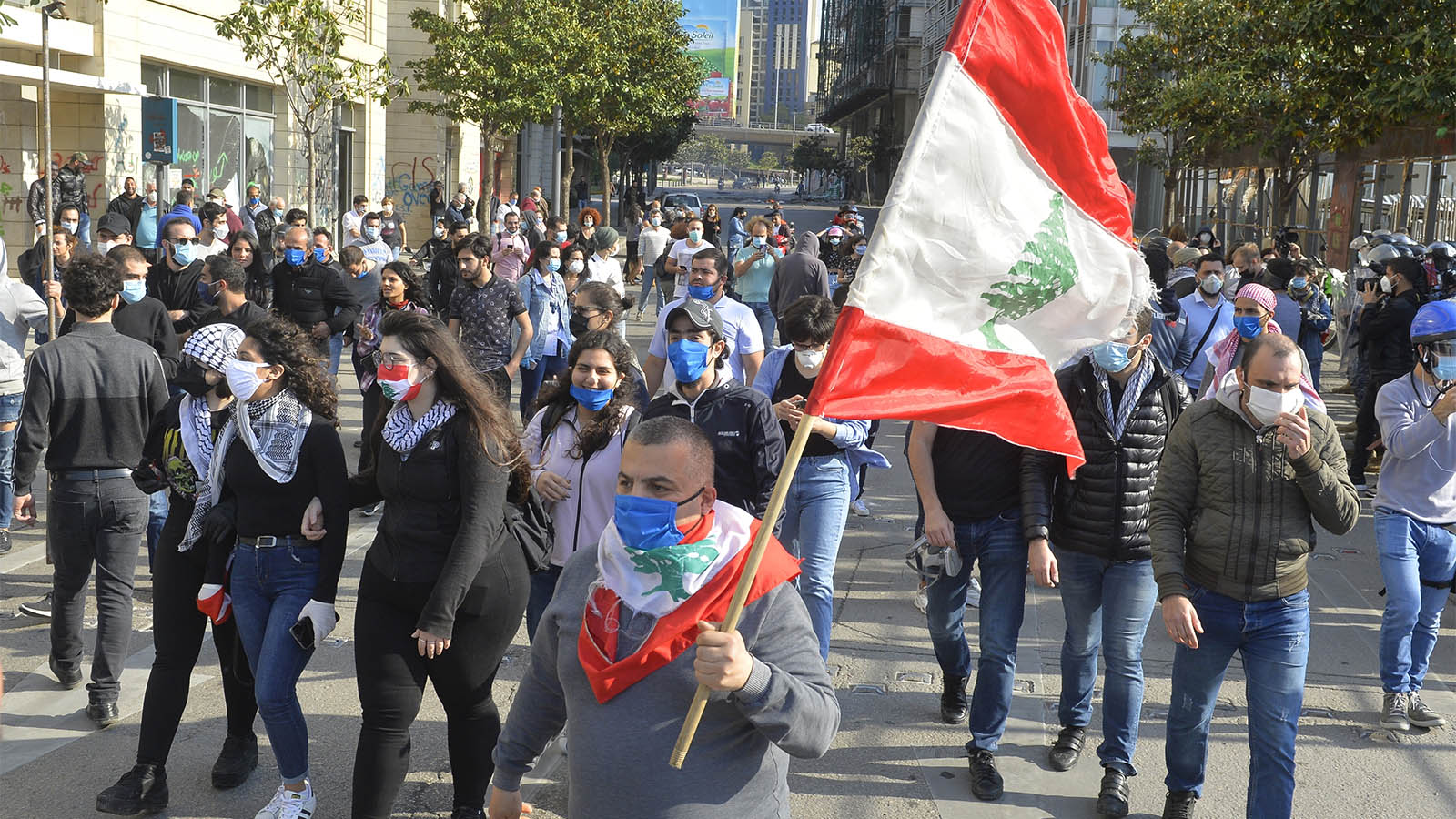הפגנה במחאה על עליית מחירי המזון בלבנון. (צילום: Houssam Shbaro/Anadolu Agency via Getty Images)