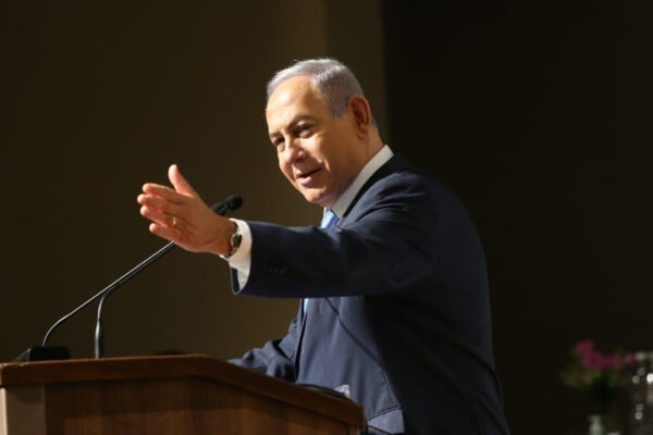 ראש הממשלה בנימין נתניהו נואם בטקס החלפת מנכ"לים משרד הבריאות. (קרדיט: משרד הבריאות)