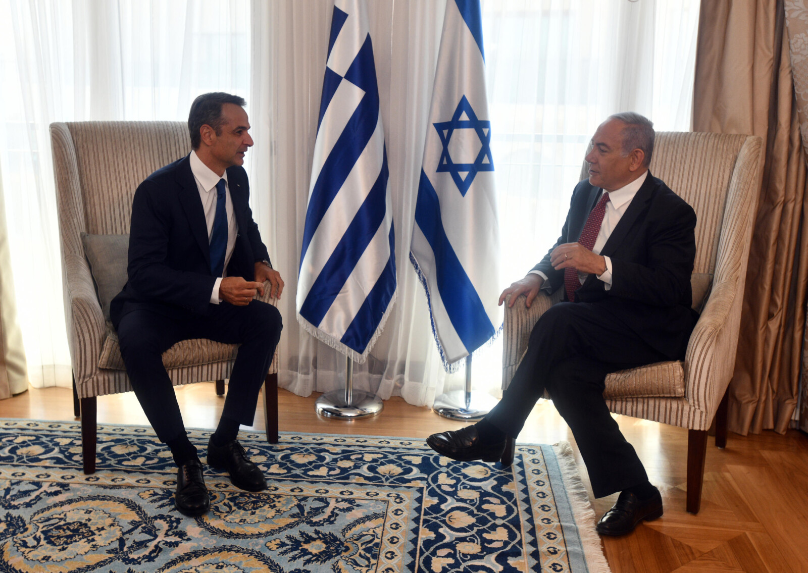 ראש הממשלה בנימין נתניהו נפגש עם ראש ממשלת יוון קיריאקוס מיצוטקיס, במלון וולדורף אסטוריה בירושלים. צילום – חיים צח לע"מ