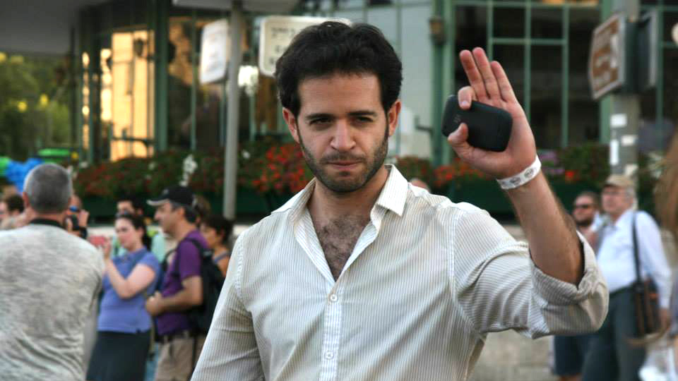 Amnon Rabinovich at the social justice protests in 2011 (Photograph: private album)