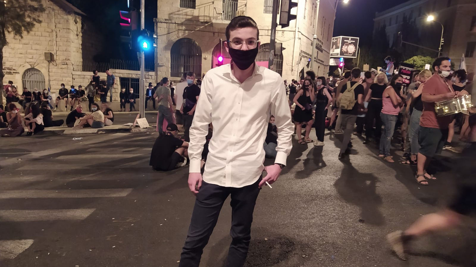 Yaakov, 22, from Jerusalem, came to show support. (Photo: Yahel Faraj)
