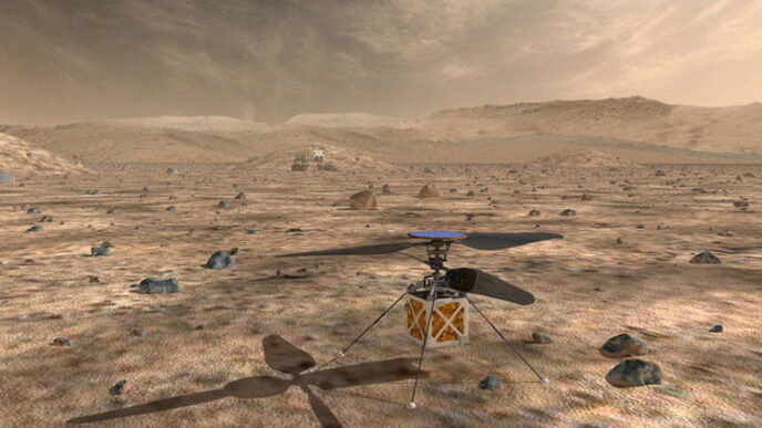 הדמייה של הרחפן Ingenuity על מאדים. (קרדיט: NASA/JPL-Caltech)
