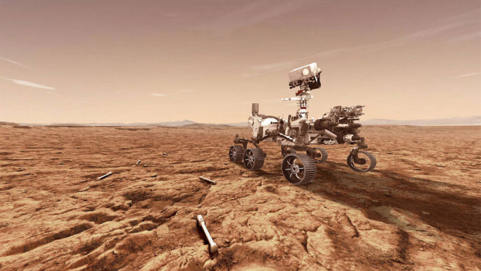 הדמייה של רכב החלל Perseverance על מאדים. (קרדיט: NASA/JPL-Caltech)