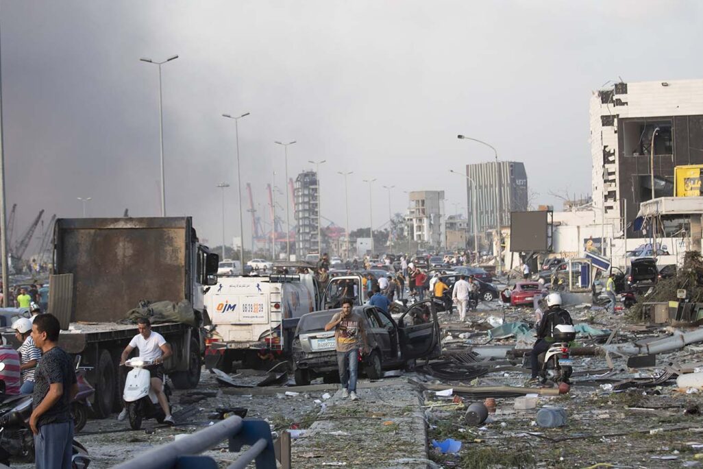 זירת הפיצוץ בבירות, לבנון. 4 באוגוסט (AP Photo/Hassan Ammar)
