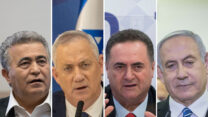 בנימין נתניהו, ישראל כץ, בני גנץ ועמיר פרץ. (צילומים: יונתן זינדל/אוליביה פיטוסי/פלאש90, טל שחר/POOL)