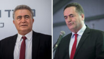 ישראל כ"ץ ועמיר פרץ (צילומים: נעם ריבקין / יונתן זינדל / פלאש 90)