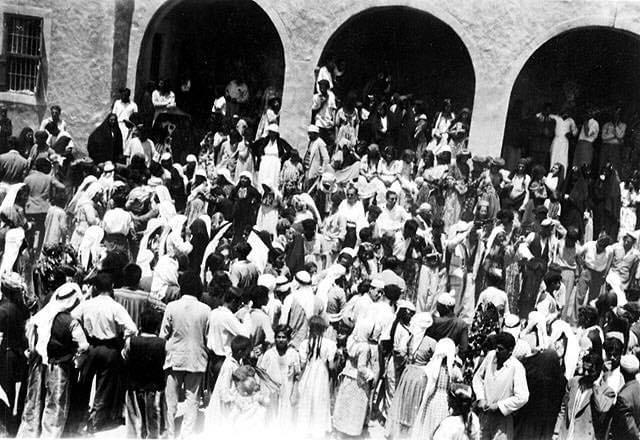 Shavuot celebrations at the Prophet Nahum’s tomb in the 1940’s. “We would do a procession with an orchestra, drumming and dancing.”