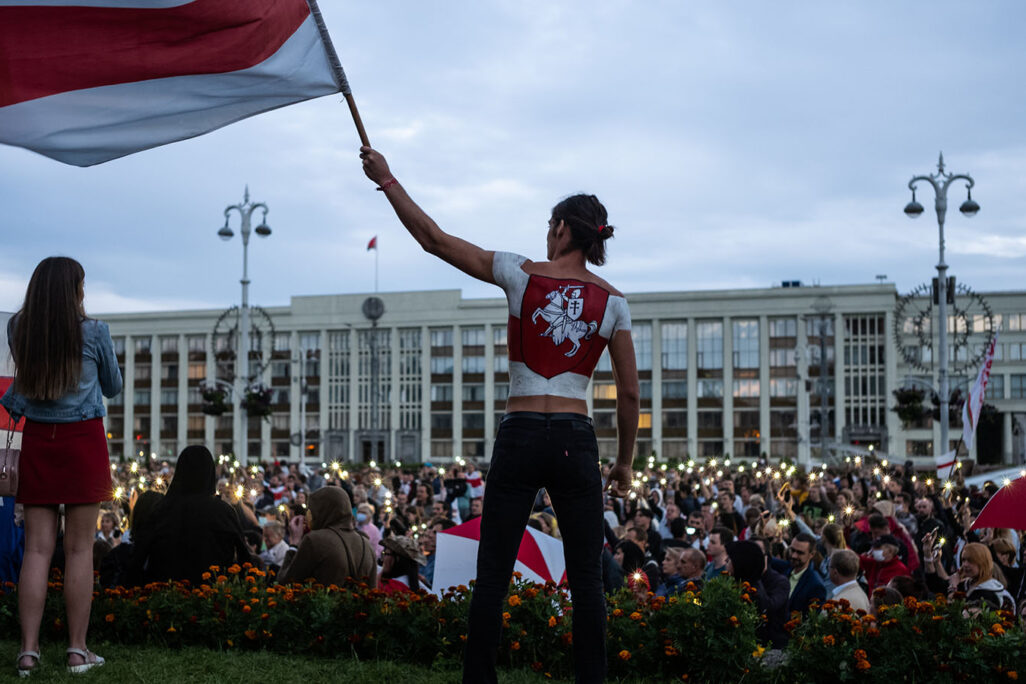 מחאה במינסק. המוחים נמצאים תחת מתקפה מצד השלטונות (צילום: Misha Friedman/Getty Images)