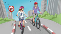 נגה וסבתא. "שבילי האופניים היו כל כך יפים ומושקעים, שגם בגילי יכולתי לרכב" (איור: טל אביב)