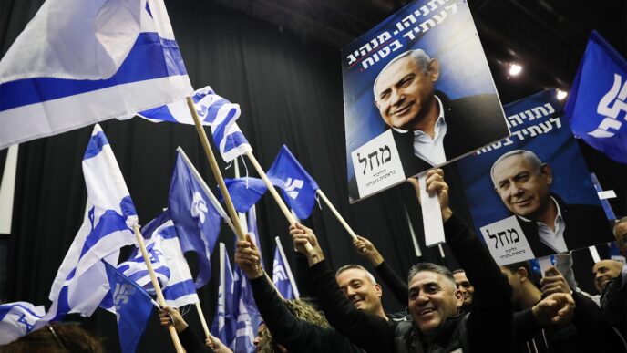 Likud party headquarters, March 2020 elections (Photo: Olivia Fitusi/Flash90)