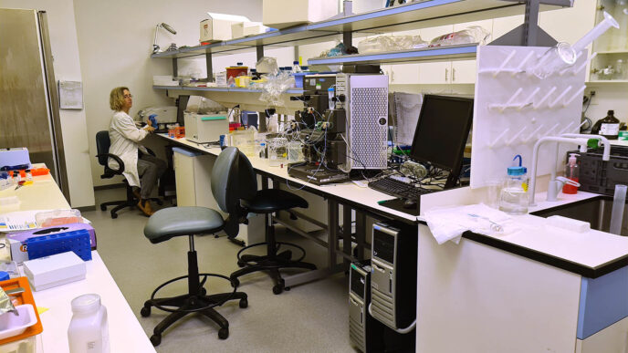 Kamada’s medical laboratory at the Science Park in Rehovot. &quot;The results of the experiments give us indications about what’s to come, and also a lot of drive.” (Photo: Dafna Eisbruch)