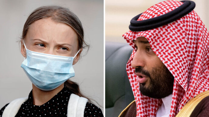 Muhammad bin Salman, Crown Prince of Saudi Arabia and Greta Thuberg, climate activist (Photo: AP Photo / Alexander Zemlianichenko, Pool, File | Kay Nietfeld / dpa via AP)