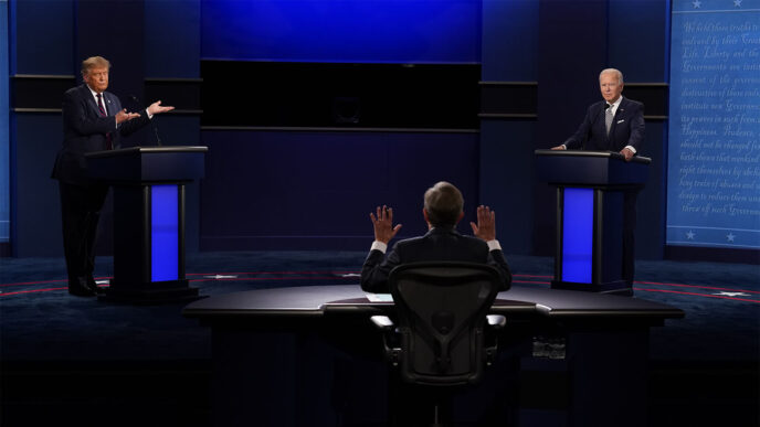 העימות הנשיאותי הראשון בין ג'ו ביידן לדונלד טראמפ (AP Photo/Patrick Semansky)