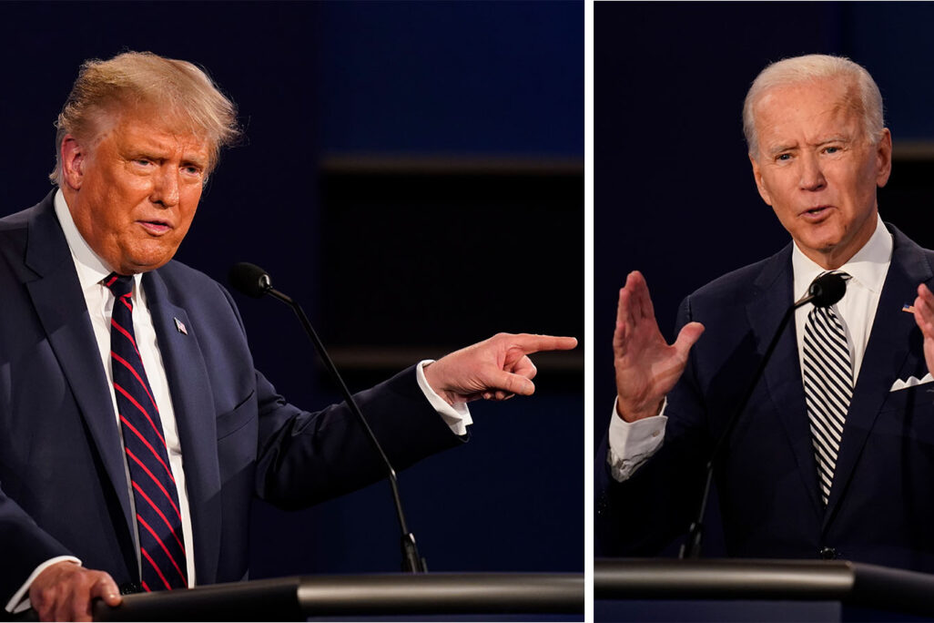 העימות הנשיאותי הראשון בין הנשיא דונלד טראמפ למתמודד הדמוקרטי, סגן הנשיא לשעבר ג'ו ביידן (AP Photo/Patrick Semansky)