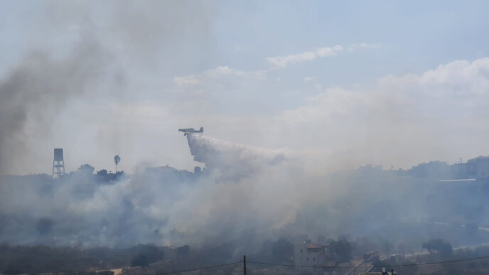 מטוס כיבוי פועל בוואדי ערה (צילום: משטרת ישראל)