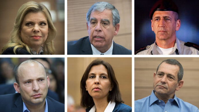 מפרי הנחיות הסדר: הרמטכ״ל אביב כוכבי, ח"כ מיקי לוי, רעיית ראש הממשלה שרה נתניהו, ראש השב"כ נדב ארגמן, השרה גילה גמליאל, ח"כ נפתלי בנט. (צילום: מירים אלסטר, יונתן סינדל, הדס פארוש, דויד כהן/ פלאש90)לא יותר 