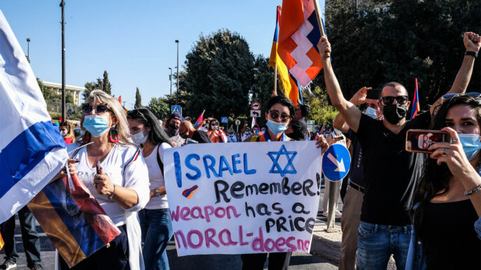 הפגנת הארמנים בירושלים. 17 באוקטובר 2020. (צילום: יואב לף)