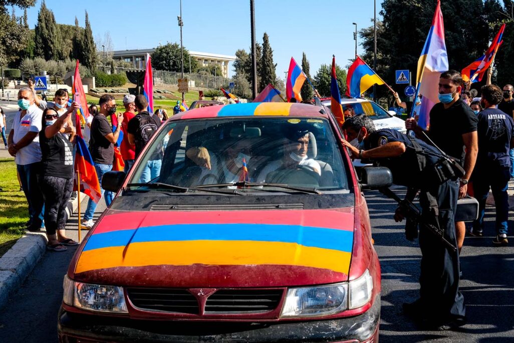 הפגנת הארמנים בירושלים. 17 באוקטובר 2020. (צילום: יואב לף)