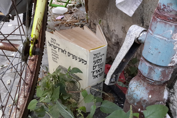 An abandoned book on a street in Tel Aviv (Photo: Davar)