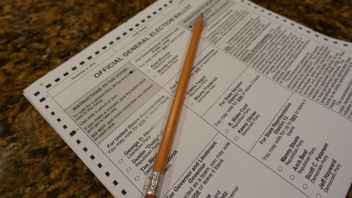 פתק הצבעה בבחירות בארה&quot;ב. (צילום: Lost_in_the_Midwest / Shutterstock.com)