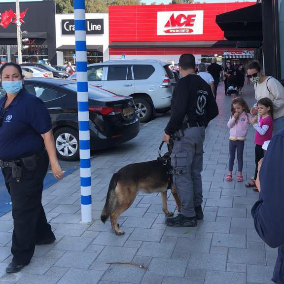שוטרי משטרת ישראל במתחם ביג בקרית אתא. (צילום: התאגדות החנויות מסחר)​