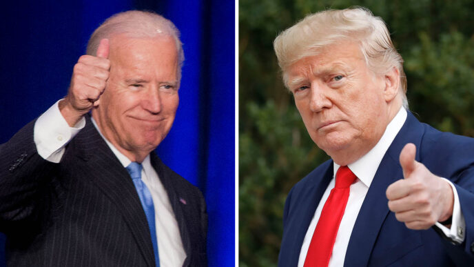 Donald Trump and Joe Biden. "It is possible, by subtle means, without a lot of interference, to diversify people’s exposure to opinions from both sides." (Photos: AP Photo / Pablo Martinez Monsivais)