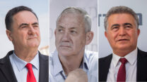 עמיר פרץ, בני גנץ וישראל כ״ץ. (צילומים: תומר ניוברג/יונתן זינדל/נעם רבקין/פלאש90)