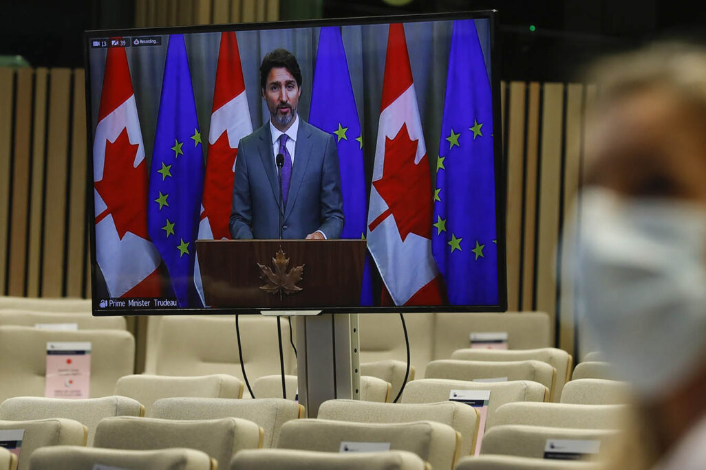 ראש ממשלת קנדה ג'סטין טרודו(צילום: Olivier Hoslet, Pool via AP)