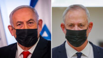 שר הביטחון בני גנץ וראש הממשלה בנימין נתניהו (צילום:Alex Kolomoisky/POOL, יונתן זינדל/פלאש 90)