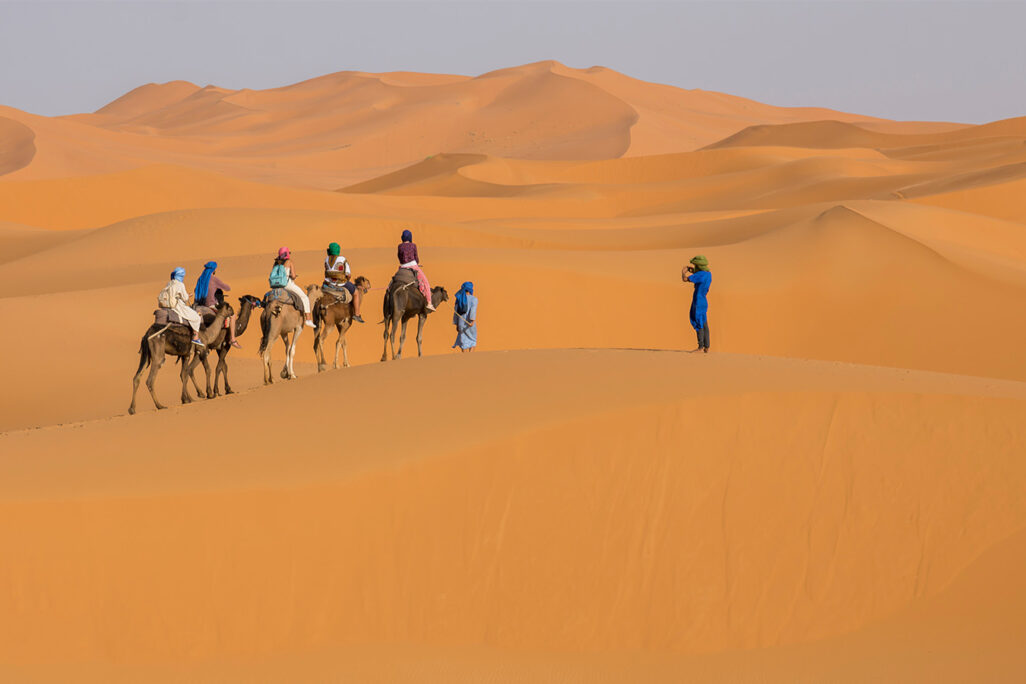 שיירת גמלים במדבר סהרה במרוקו (צילום: fkaymak / Shutterstock.com)