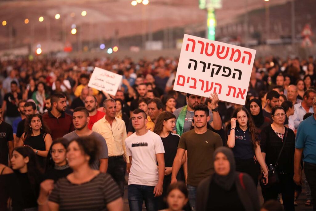 אלפים במחאה על האלימות בחברה הערבית, מג'ד אל כרום, 3 באוקטובר 2019 (צילום: דוד כהן/פלאש90)
