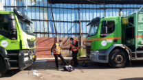 מגרש חניית משאיות האשפה בחיפה (צילום: משטרת ישראל)