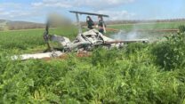 זירת התרסקות המטוס הקל (צילום: דוברות המשטרה)