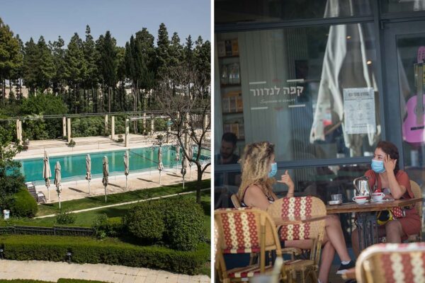 בית קפה בת"א, מלון בירושלים. ההצבעה על ההקלות נדחתה ליום ראשון (צילומים: מרים אלסר ואוליבייה פיטוסי/פלאש90)