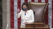 Speaker of the House Nancy Pelosi, D-Calif., gestured after the House approved a landmark $1.9 trillion COVID-19 relief bill, at the Capitol in Washington, Wednesday, March 10, 2021. (AP Photo/J. Scott Applewhite)
