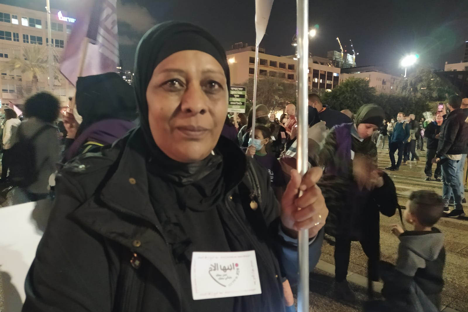 مريم خضر من أم الفحم. تنازلت عن احتفالات يوم الميلاد من أجل أن تصل إلى المظاهرة (تصوير: ياهل فرج)