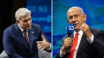 בנימין נתניהו (מימין) ויאיר לפיד (צילומים: אוליבייה פיטוסי/יונתן זינדל/פלאש90)