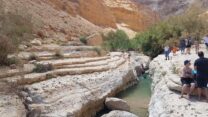 מטיילים בנחל ערוגות בחג (צילום: דורון שלום)