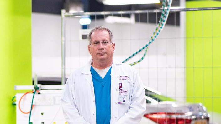 Dr. Mickey Halbertl at the Rambam Underground Hospital. "We are in a disaster that has lasted a year" (Photo: Nitzan Zohar, Rambam Medical Center)