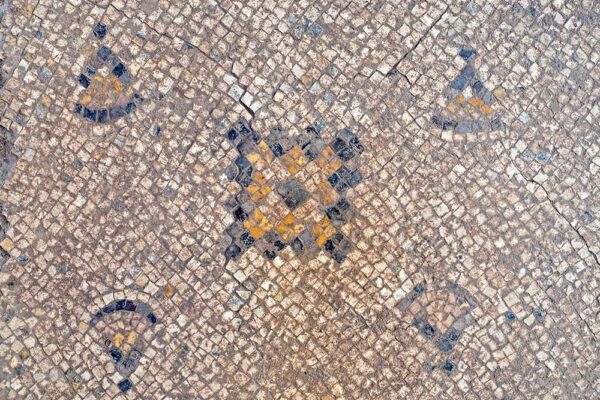 הפסיפס שהתגלה ביבנה. "יתכן שהרצפה הייתה חלק מבית מגורים מפואר" (צילום: אסף פרץ, רשות העתיקות)