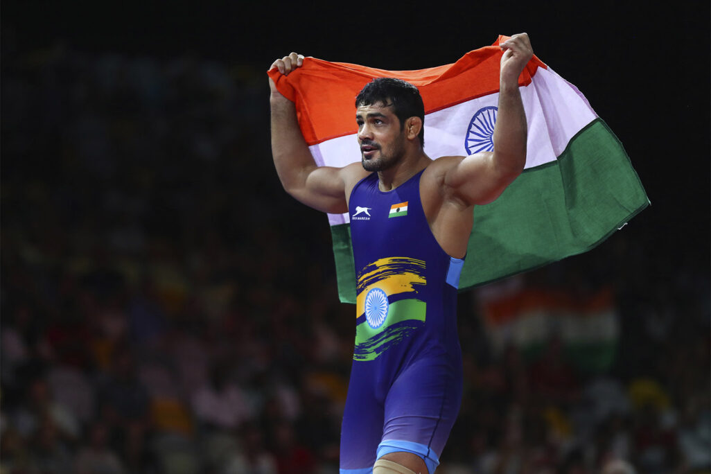 המתאבק ההודי סושיל קומאר במשחקים האולימפיים (צילום: AP Photo/Manish Swarup)